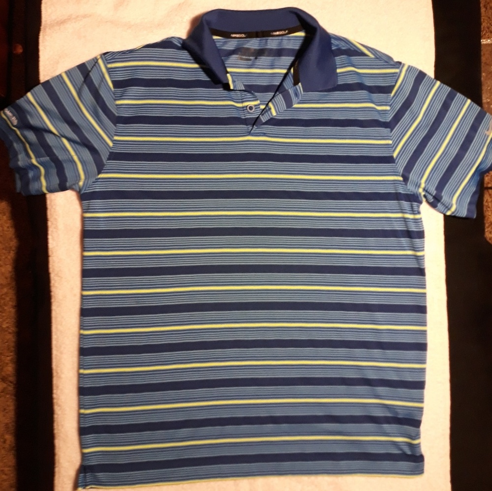Nike Golf Dri-Fit Mens Striped Polo T-shirt Medium